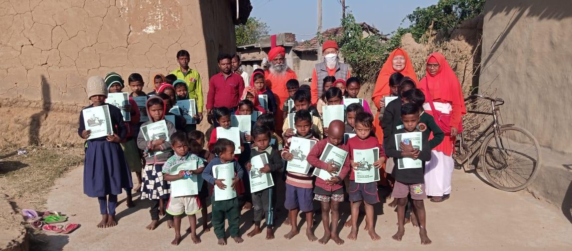 Children attending open-air lessons